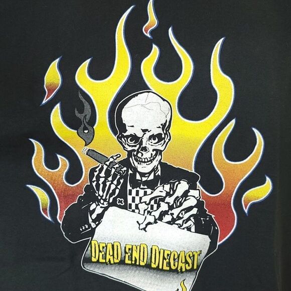 Dead End Diecast T Shirt Vintage 90s Skeleton Skull American Muscle Toy Cars XL - Picture 2 of 6